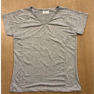 Emme Jordan Womens XL Grey V-Neck‎ Activewear Performance Short Sleeve T-Shirt